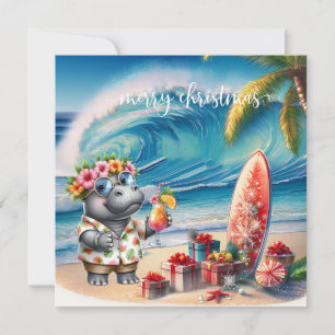 Hawaii Nilpferd feiert Weihnachten am Strand