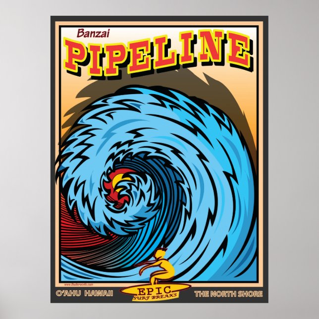 HAWAII NORTH SHORE SURFING POSTER (Vorne)