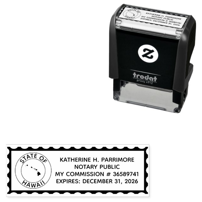 Hawaii Notary Public Self Inking Kautschuk Briefma Permastempel (Beispiel)