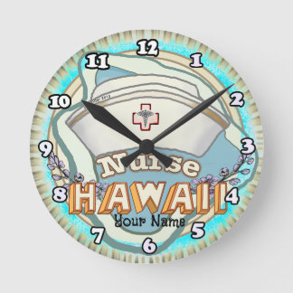 Hawaii Nurse Runde Wanduhr