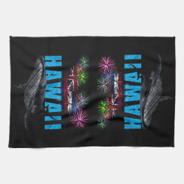 HAWAII NYE POLYNESIAN TRIBAL HUMPBACK FIREWORKS GESCHIRRTUCH