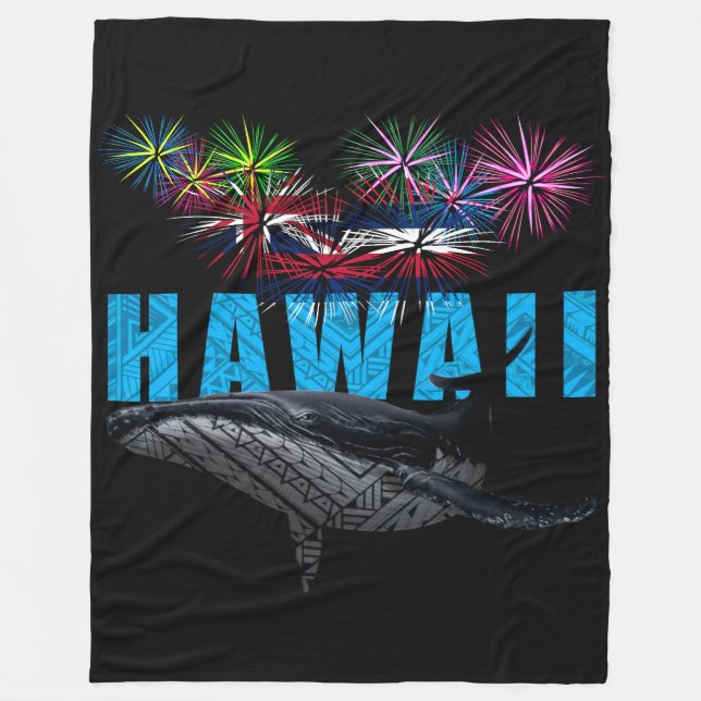 HAWAII NYE POLYNESIAN TRIBAL HUMPBACK FIREWORWORKS FLEECEDECKE (Vorderseite)