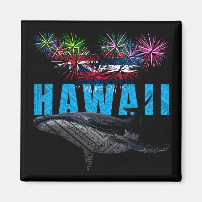 HAWAII NYE POLYNESIAN TRIBAL HUMPBACK FIREWORWORKS MAGNET (Vorne)