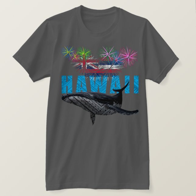 HAWAII NYE POLYNESIAN TRIBAL HUMPBACK FIREWORWORKS T-Shirt (Design vorne)
