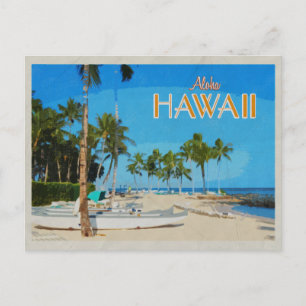 Hawaii Outrigger-Kanupalm Bäume Vintage Reise Postkarte