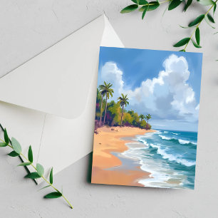 Hawaii Ozean Strand Aquarell Malerei Karte