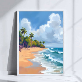 Hawaii Ozean Strand Aquarellmalerei Poster