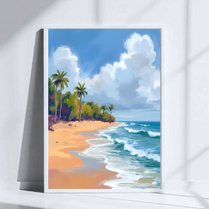 Hawaii Ozean Strand Aquarellmalerei Poster