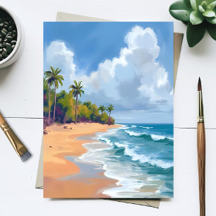 Hawaii Ozean Strand Aquarellmalerei Postkarte