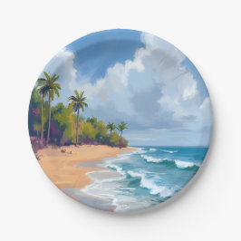 Hawaii Ozean Strand Aquarellmalerei Strand Pappteller