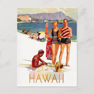 Hawaii, Paar im Urlaub an der Küste Postkarte
