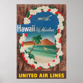 Hawaii Painting Hawaiian Art Print United Travel P Poster