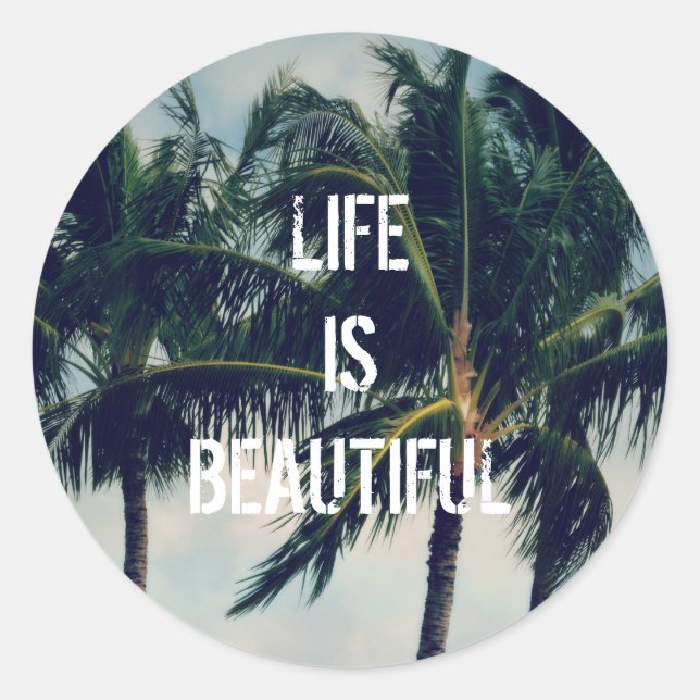 Hawaii Palm Trees Runder Aufkleber (Vorderseite)