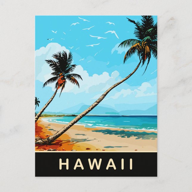 Hawaii, Palmen am Sandstrand, Reisen Postkarte (Vorderseite)