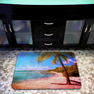 Hawaii-Palmenbaum-Vintage-Look-Foto am Strand Zeit Badematte
