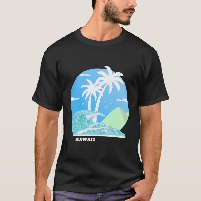 Hawaii Palms Insel Südsee Surfen Aloha Souve T-Shirt (Vorderseite)