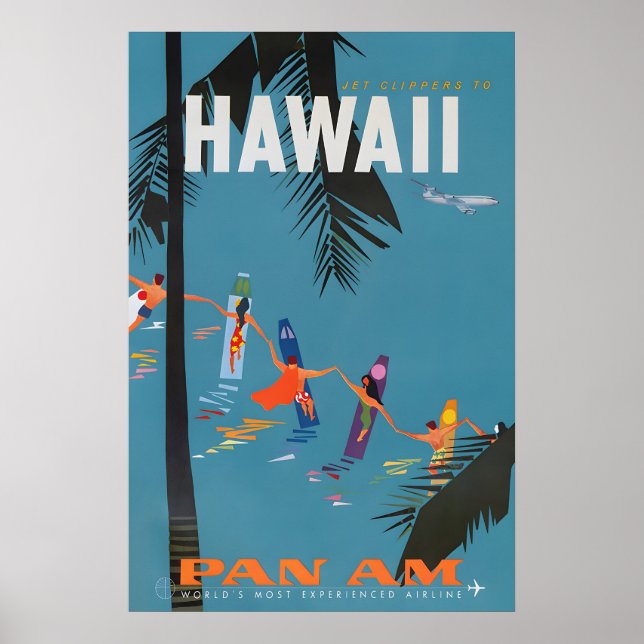 Hawaii - Pan American Clipper Reiseplakatdrucke Poster (Vorne)