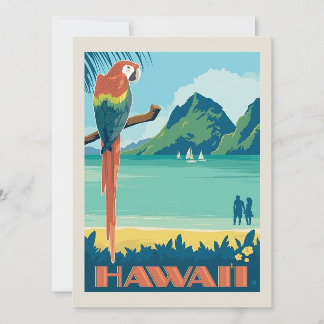 Hawaii | Papagei Save The Date (Vorderseite)