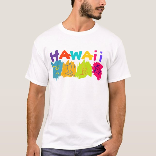 hawaii Petroglyphen surfer honu canoe - kundenspez T-Shirt (Vorderseite)