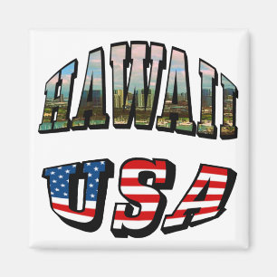 Hawaii Picture and USA Magnet
