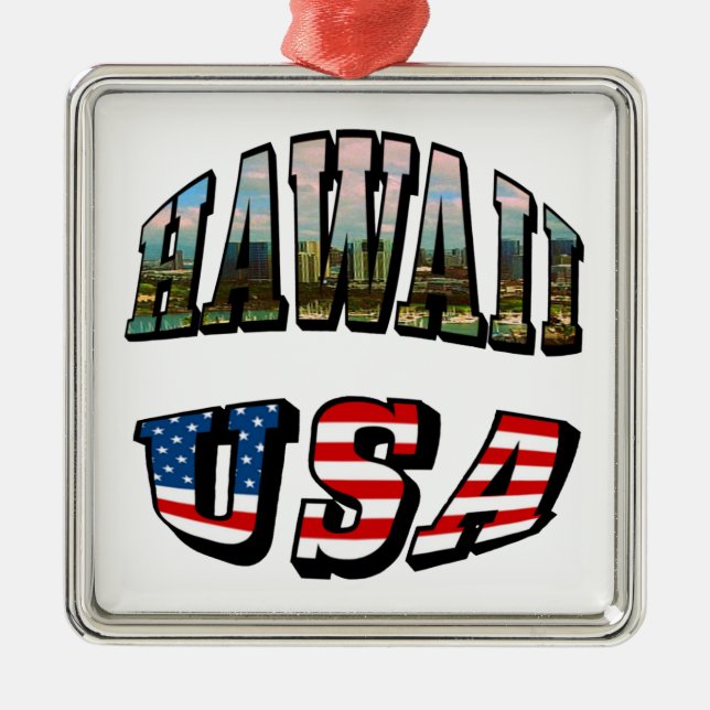 Hawaii Picture and USA Ornament Aus Metall (Vorne)