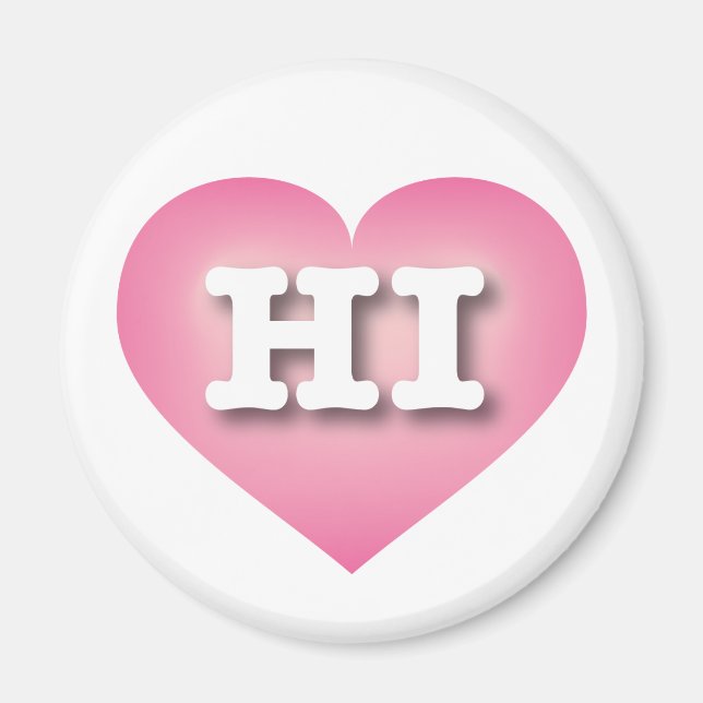 Hawaii Pink Fade Heart - I Liebe HI Magnet (Vorne)