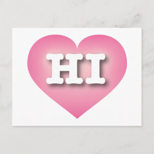 Hawaii Pink Fade Heart - I Liebe HI Postkarte