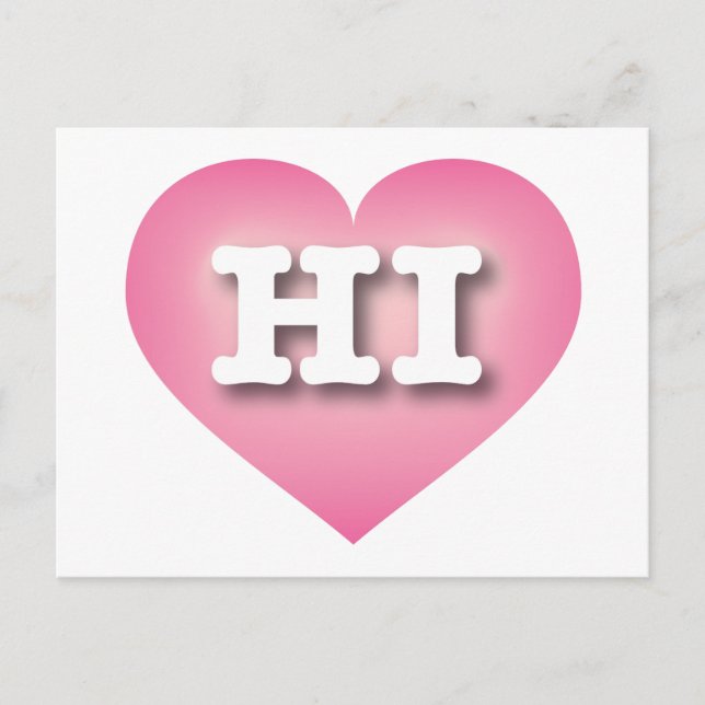 Hawaii Pink Fade Heart - I Liebe HI Postkarte (Vorderseite)