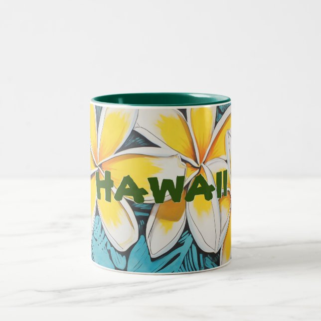 Hawaii Plumeria Zwei-Tone-Tasse Zweifarbige Tasse (Mittel)