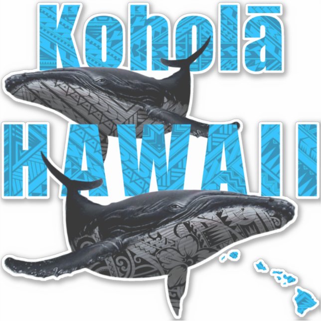HAWAII-POLYNESISCHE TRIBAL HUMPBACKS HAWAII-INSELN AUFKLEBER (Vorderseite)