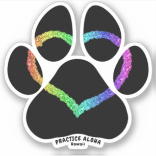 Hawaii Practice Aloha - Puppy Liebe Rainbow Aufkleber