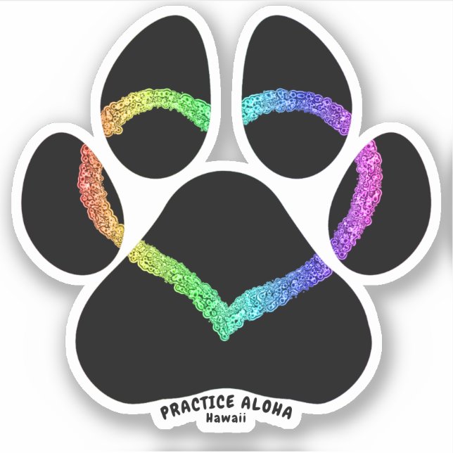 Hawaii Practice Aloha - Puppy Liebe Rainbow Aufkleber (Vorderseite)
