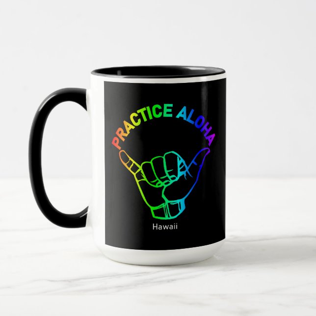 Hawaii Practice Aloha Rainbow Shaka (Hang lose) Tasse (Links)