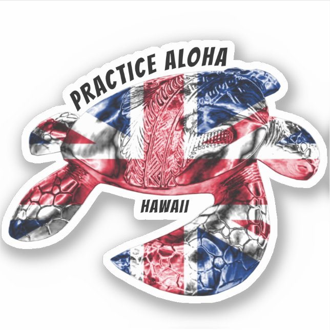 Hawaii Practice Aloha - Tribal Honu HIFlag Aufkleber (Vorderseite)