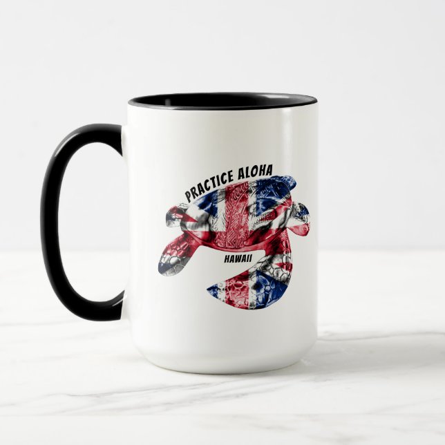 Hawaii Practice Aloha - Tribal Honu HIFlag Tasse (Links)