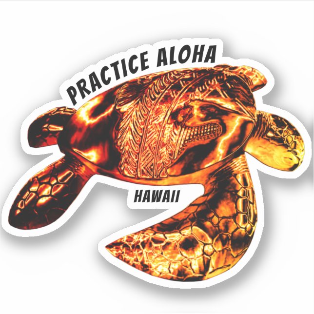 Hawaii Practice Aloha - Tribal Honu Lava Aufkleber (Vorderseite)