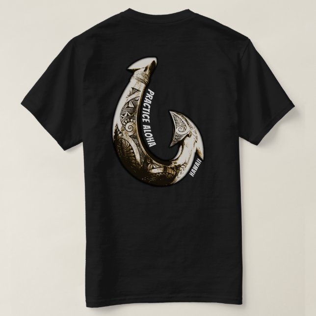 Hawaii Practice Aloha - Tribal Hook T-Shirt (Design Rückseite)