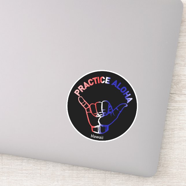 Hawaii praktiziert Aloha Flag Shaka (Hang locker) Aufkleber (Detail)