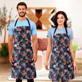 Hawaii Print Flower Cotton Aprons For Men & Women Schürze