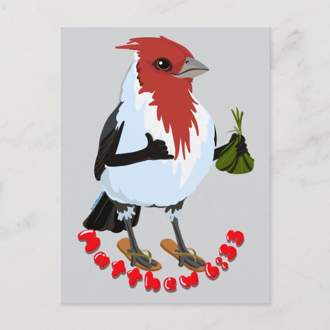 HAWAII RED CRESTED CARDINAL—Bible verse Postkarte (Vorderseite)
