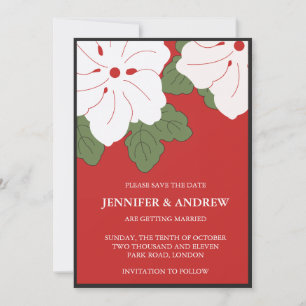 Hawaii Red Floral Save the Date lädt Einladung