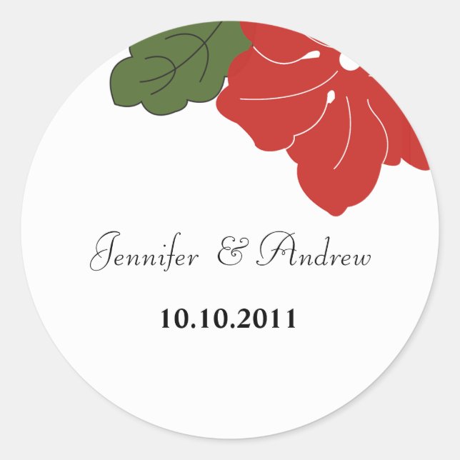 Hawaii Red Floral Wedding Sticker (Vorderseite)