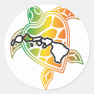 Hawaii-Reggae-Schildkröte Runder Aufkleber