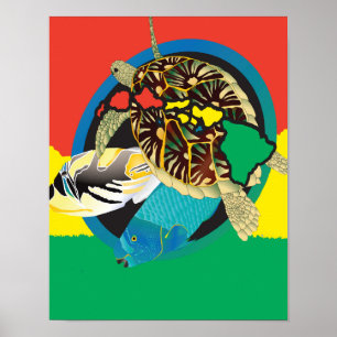 Hawaii Reggae Turtle Hawaii Inseln Poster