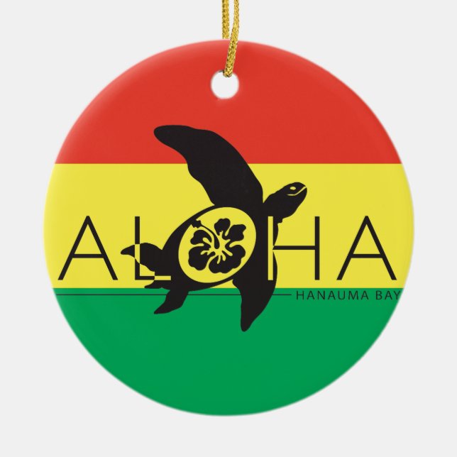 Hawaii Reggae Turtle Keramik Ornament (Vorne)