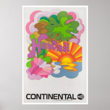 Hawaii-Reiseplakat Hawaiianische Kunst Continental
