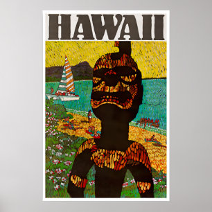 Hawaii-Reiseplakat Hawaiianische Kunst Kiʻi Druck Poster