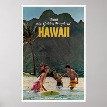 Hawaii-Reiseplakat Hawaiianische Kunst Retro-Surf-