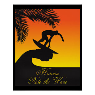 Hawaii, Reiten der Welle, Poster