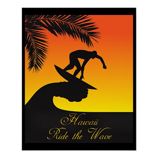 Hawaii, Reiten der Welle, Poster (Vorderseite)